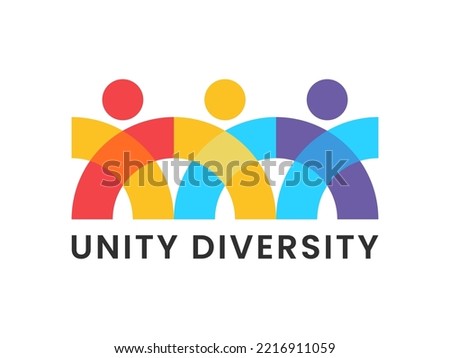 Unity People Minimalist logo vector icon illustration, Multi-Ethnic Group of People Community, Unity, Friendship, and Solidarity