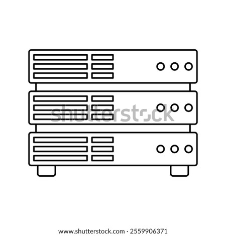 Database Server Outline Icon with black color palette in outline style. perfect for designs with a theme of cyber security and internet and device protection software
