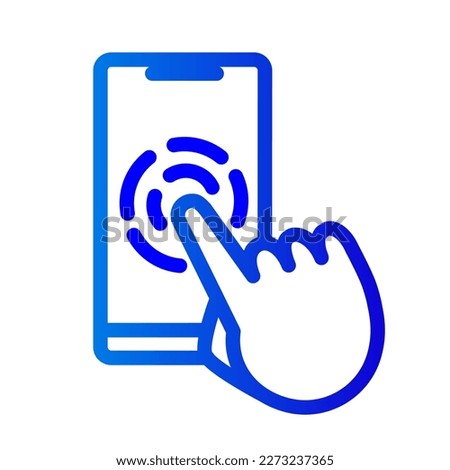 Icon of touching in smartphone. Finger touch screen. Vector gradient interaction icon.
