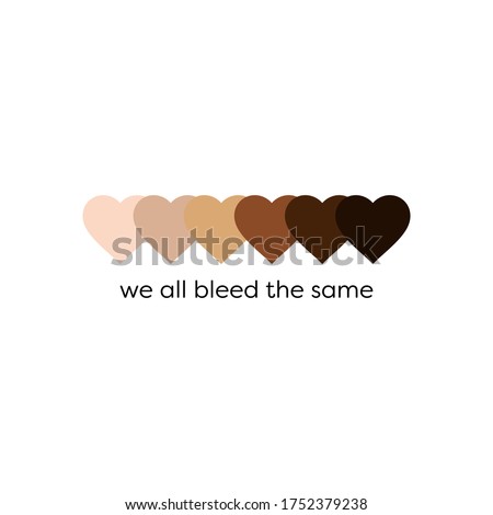 Black lives matter BLM anti racism racial equality skin tone hearts vector design for protest and activism against racial injustice and police brutality Foto stock © 