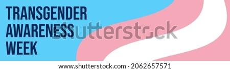 	
Transgender Awareness Week Banner Vector with Trans Pride Flag Illustration on Light Blue Background