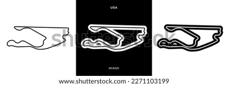 Miami Circuit Vector. Miami USA Circuit Race Track Illustration with Editable Stroke. Stock Vector.