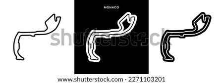 Monaco Circuit Vector. Monaco Street Circuit Race Track Illustration with Editable Stroke. Stock Vector.