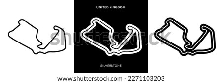 Silverstone Circuit Vector. Silverstone Circuit Race Track Illustration with Editable Stroke. Stock Vector.
