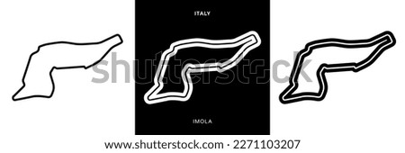 Imola Circuit Vector. Italy Imola Circuit Race Track Illustration with Editable Stroke. Stock Vector.