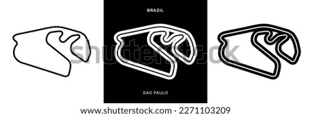 Sao Paulo Circuit Vector. Brazil Sao Paulo Circuit Race Track Illustration with Editable Stroke. Stock Vector.