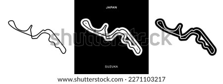 Suzuka Circuit Vector. Japan Suzuka Circuit Race Track Illustration with Editable Stroke. Stock Vector.