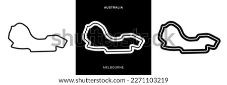 Melbourne Circuit Vector. Australia Melbourne Albert Park Circuit Race Track Illustration with Editable Stroke. Stock Vector.
