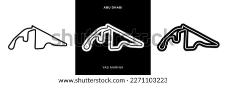 Yas Marina Circuit Vector. Abu Dhabi Yas Marina Circuit Race Track Illustration with Editable Stroke. Stock Vector.