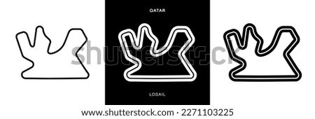 Losail Circuit Vector. Qatar Losail Circuit Race Track Illustration with Editable Stroke. Stock Vector.
