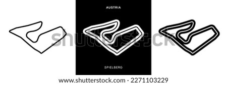 Spielberg Circuit Vector. Austria Spielberg Ring Circuit Race Track Illustration with Editable Stroke. Stock Vector.