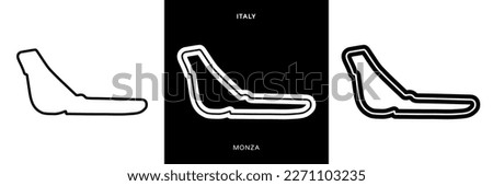 Monza Circuit Vector. Italy Monza Circuit Race Track Illustration with Editable Stroke. Stock Vector.