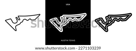 Austin Texas Circuit Vector. USA COTA Circuit of the Americas Race Track Illustration with Editable Stroke. Stock Vector.
