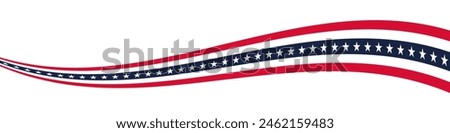 Stars and stripes Ribbon American Flag Background. USA Celebration banner background with Flag of America Decoration for 4th of July Independence Day, Presidents Day, Labor Day. Vector Illustration