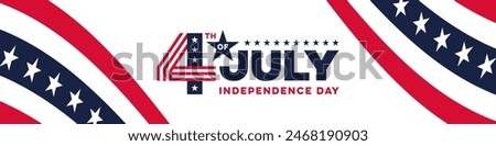 4th of July Independence Day Banner with USA Flag Background. 4th of July Typography Lettering on Stars and Stripes Background. Vector Design for 4th of July Banner, Poster, Background