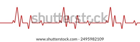 Heart rate monitor line vector isolated on transparent background. Heart rate pulse rhythm line illustration with editable stroke. Stock Vector.