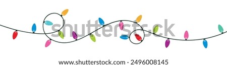 Christmas Lights Isolated on Transparent Backgound. Festive Colorful Christmas Lights String Decoration. Vector Graphic for Christmas Cards, Banners, Poster, Web