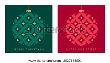 Christmas Card Design Template with Bauble Decoration. Elegant Christmas Greeting Card Concept. Luxury Design Template for Christmas Cards.