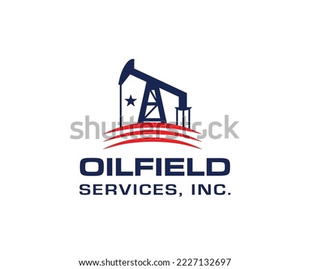 American Oil Field Oil Derrick Logo Design Template