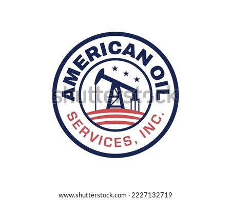 American Oil Derrick Logo Badge Design Template