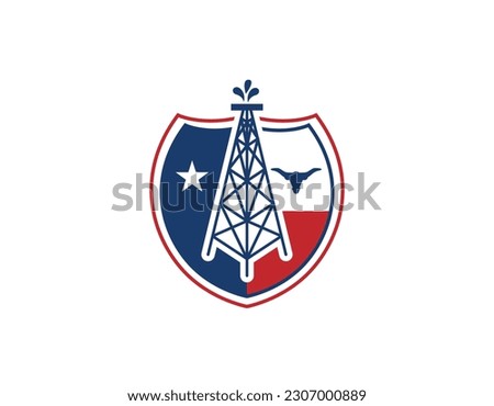 Simple Oil Derrick Texas Flag Logo Design Template