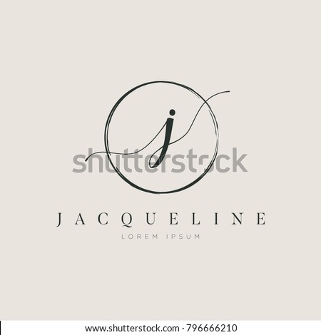 Simple Elegant Letter J With Circle Brush Logo Sign Symbol Icon