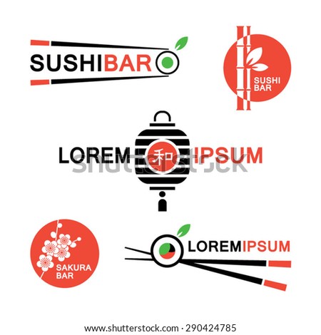 Sushi logo design set.