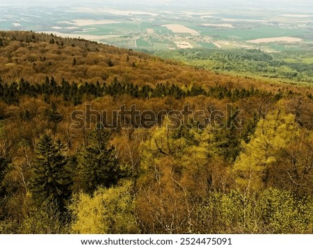 Similar – Foto Bild Sleza Berglandschaft. Luftaufnahme von Bergen mit Wald.