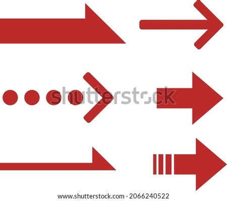 Red simple arrow icon illustration set
