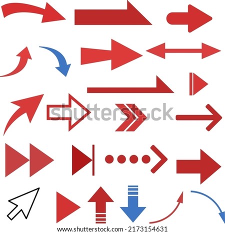 Red and blue simple arrow icon illustration set