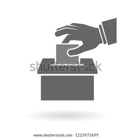 Voting, suggestion or feedback icon concept. Hand putting paper into the box