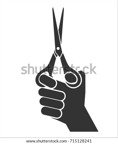 Hand holding scissors icon