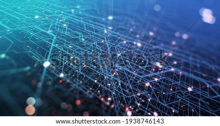 Machine learning Process, artificial intelligence, Machine learning and Deep data mining. Modern computer technologies concept. 3D rendering