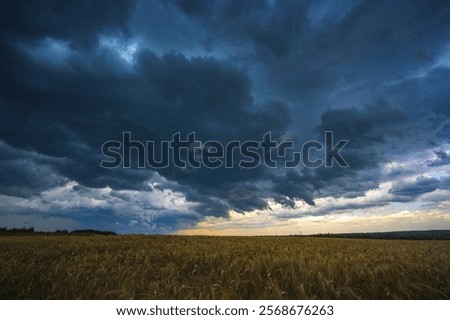 Similar – Image, Stock Photo Eerie cloud formation over the vast land