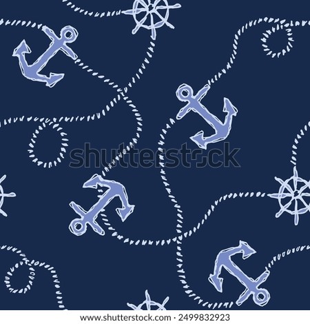 Nautical navy blue anchor pattern