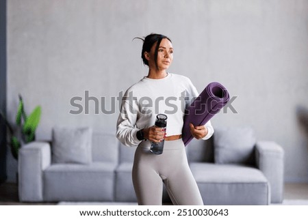 Similar – Image, Stock Photo Sporty young woman in a urban city area