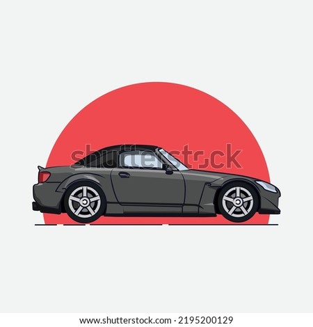 Vector Dark Grey Japanese Car. Legend Car. Premium Illustrator. S2000