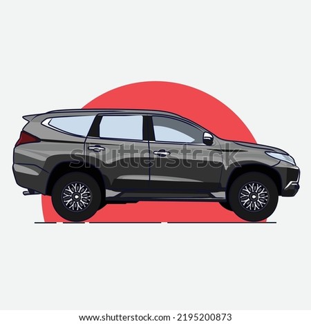 SUV Cars. Pajero. Vector Japanese Familly Cars. Offroad