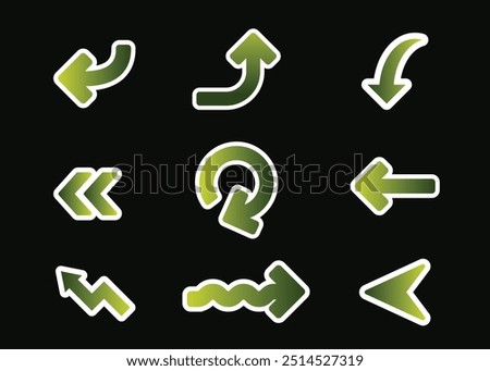 Vector illustration featuring a collection of curved arrows with bold white outlines, with one distinct red arrow for emphasis.