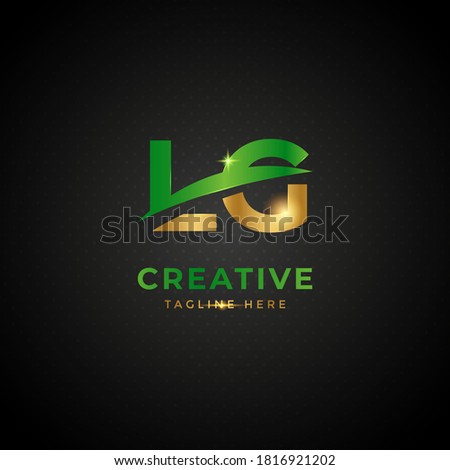 Initial letter LG with green and gold color. Luxury slash logo design concept, fit for company and business.