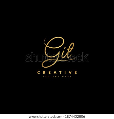 GIT handwritten signature logotype. Typography for company and business logo. Vector logo design.