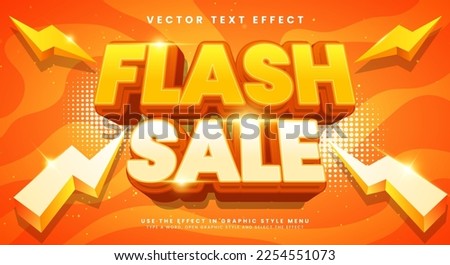 Flash sale 3d editable vector text style effect with orange theme