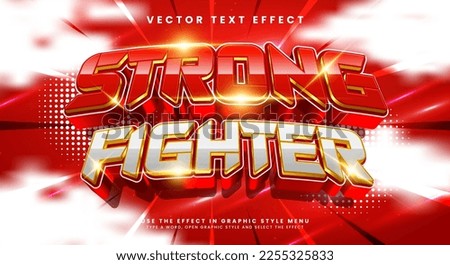 Strong fighter 3d editable vector text effect with red luxury concept.