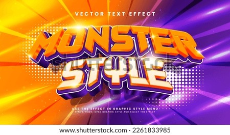 Monster style 3d editable vector text style effect, suitable for cartoon themes