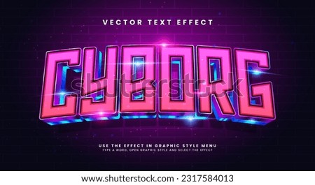 Luxury cyborg 3d editable vector text effect. Modern concept text effect, with combination blue techno colors.