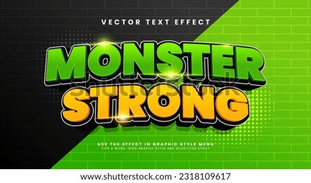 Green monster strong editable vector text effect, with cartoon comic style.