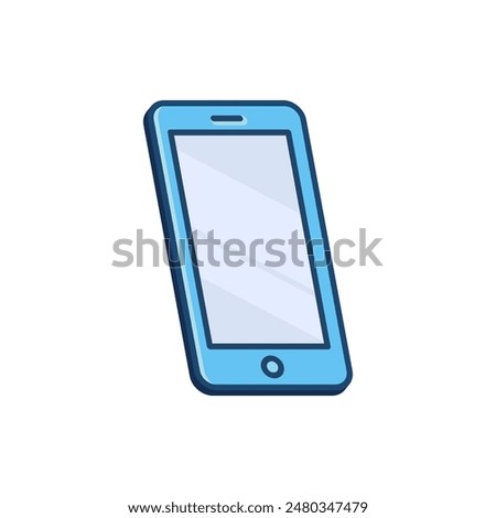 Blue cell phone icon vector isolated on white background.