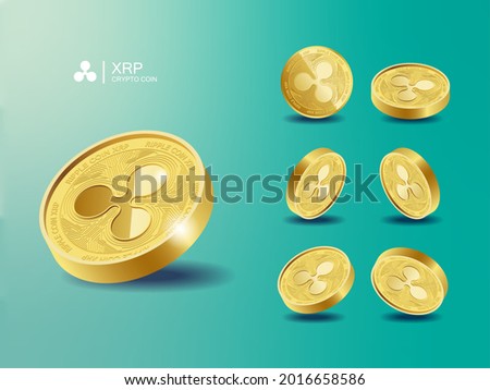 Ripple XRP Cryptocurrency Coins. Perspective Illustration about Crypto Coins.