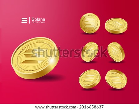 Solana SOL Cryptocurrency Coins. Perspective Illustration about Crypto Coins.