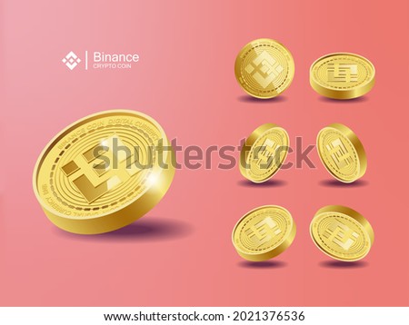 Binance BNB Cryptocurrency Coins. Perspective Illustration about Crypto Coins.